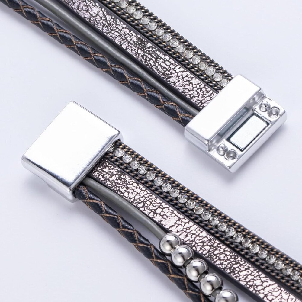 Leather Cuff Bangle Beaded Stackable Infinity Jew… - image 6